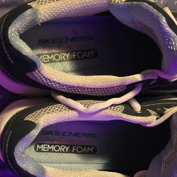 Skechers Women's Dark Blue and White Sneakers - Picture 7 of 9